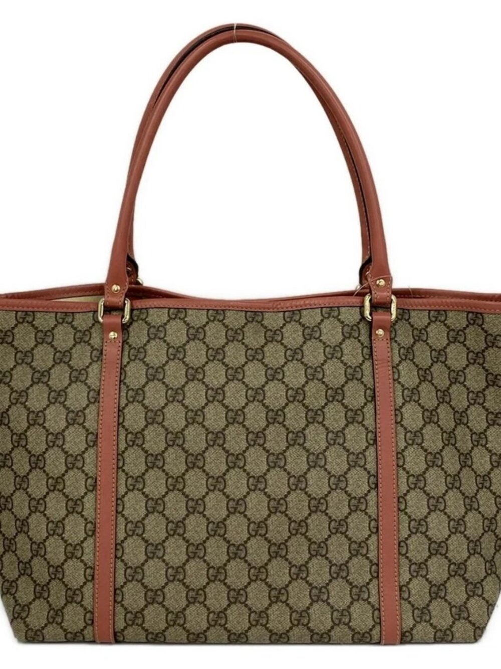 GUCCI GG Plus/GG Supreme 197953 Beige Dark Brown Pink Beige PVC Leather - Picture 3 of 13
